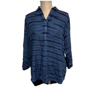 NWT CASUAL STUDIO Denim Blue Dip Dye High Low Top Size Medium